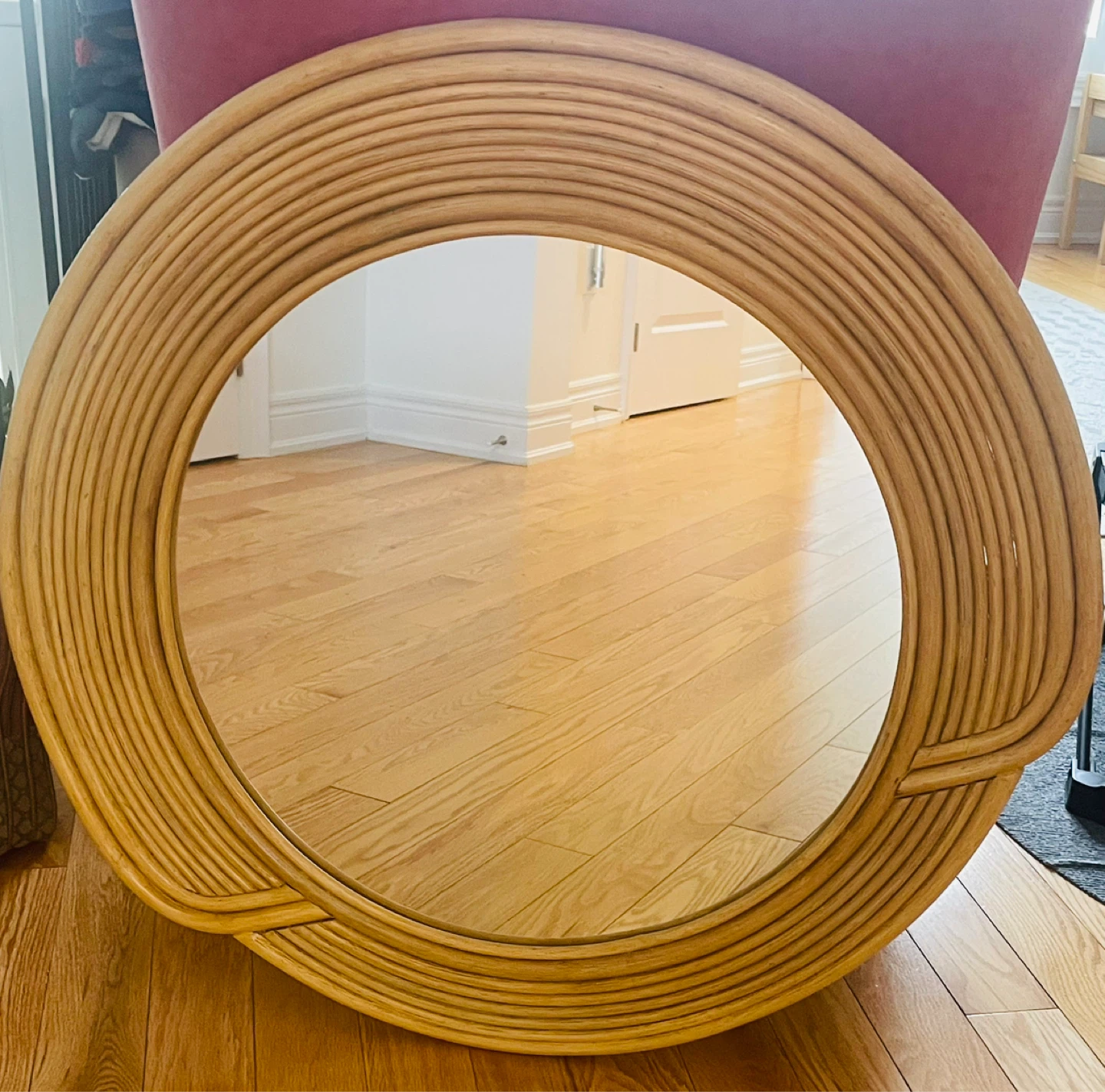 Williams Sonoma Rattan Round Mirror