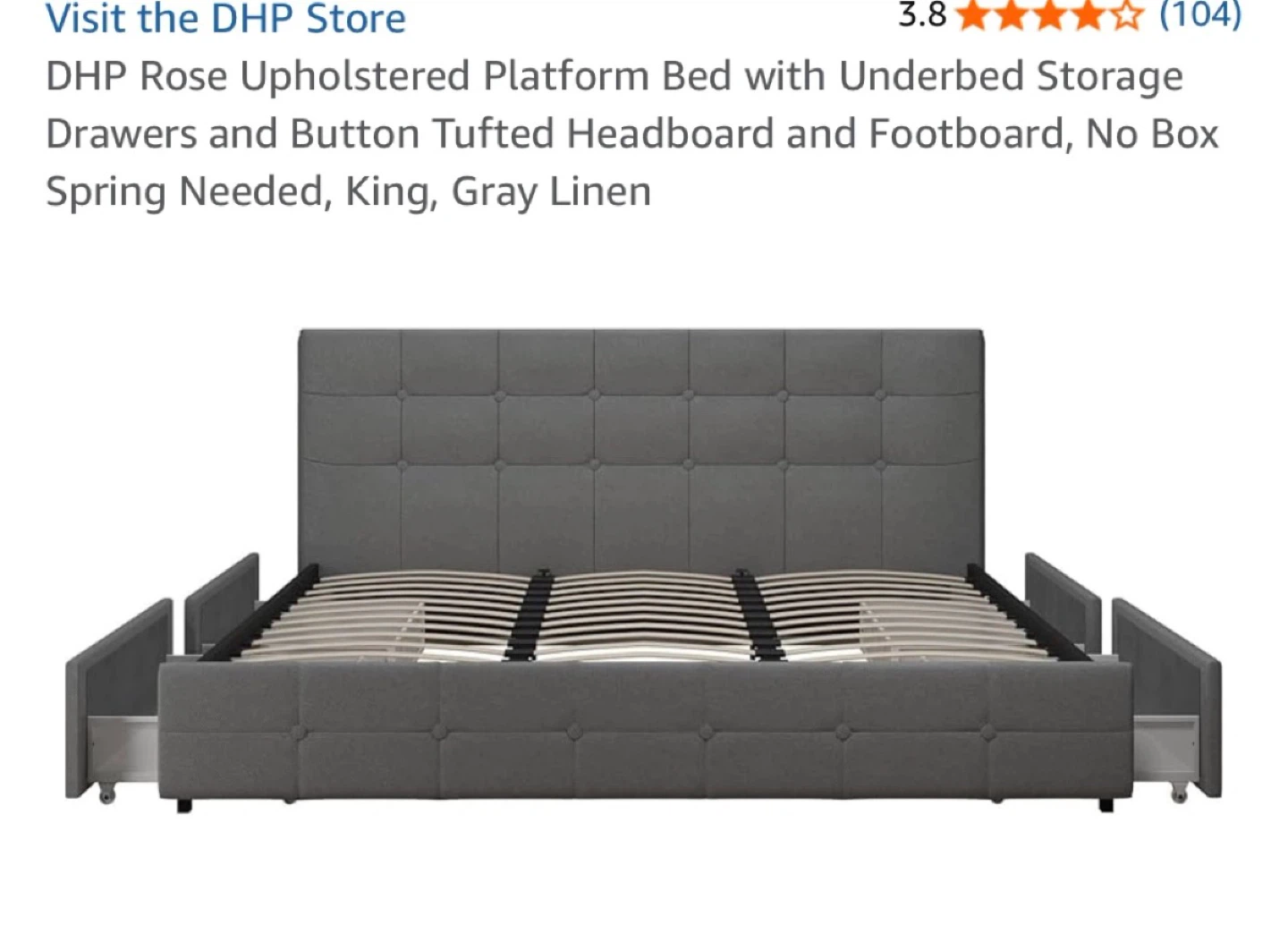 DHP Rose Upholstered Platform Bed - Gray Linen King - photo 4