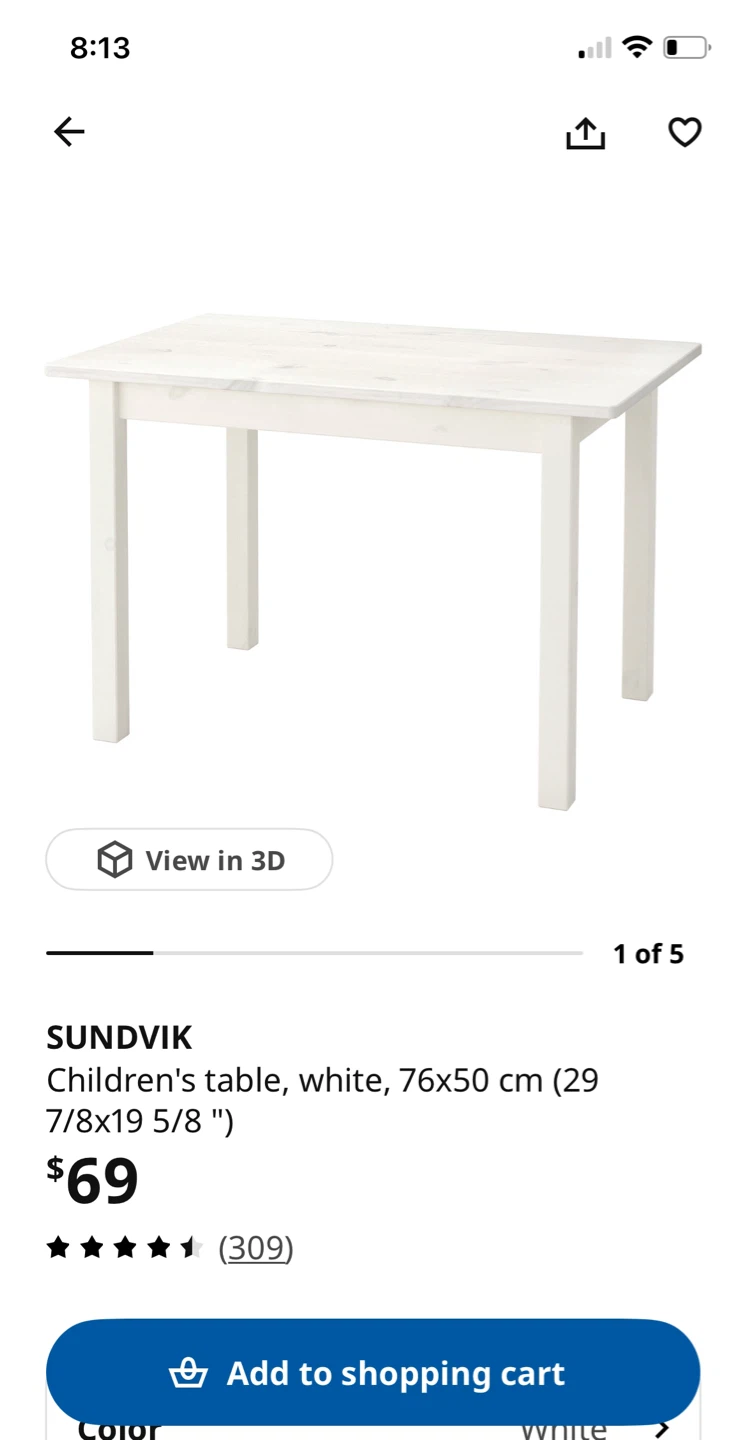 IKEA SUNDVIK Children's Table - White - photo 2