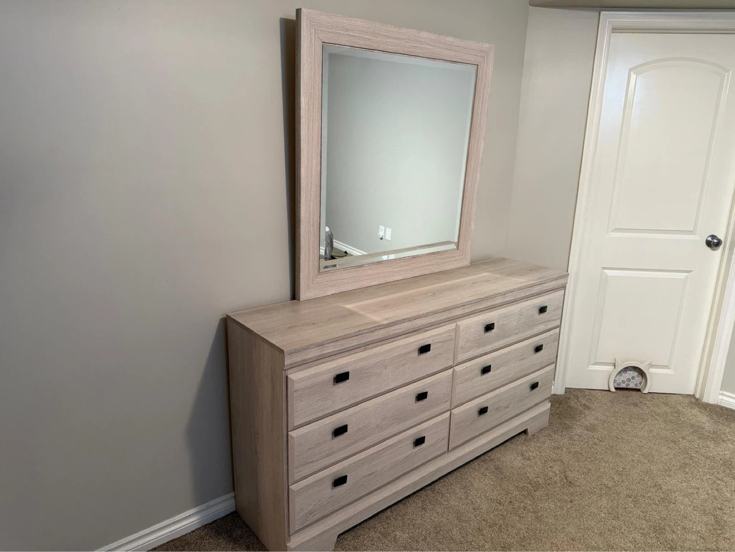 Light Wood Dresser with Mirror