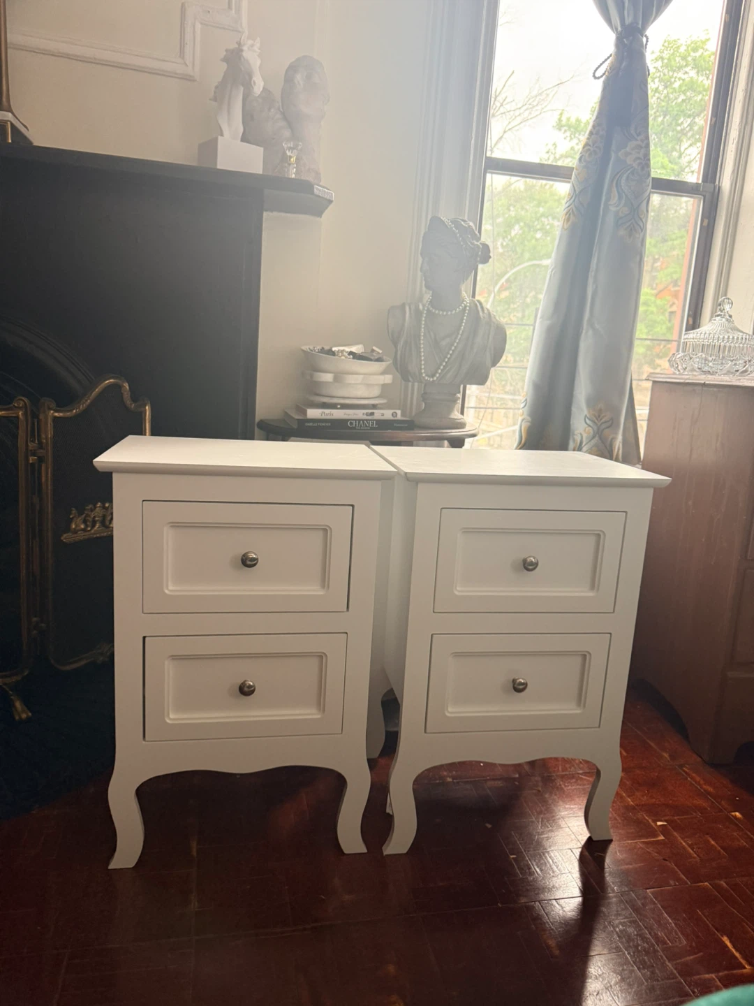White 2-Drawer Nightstand Set