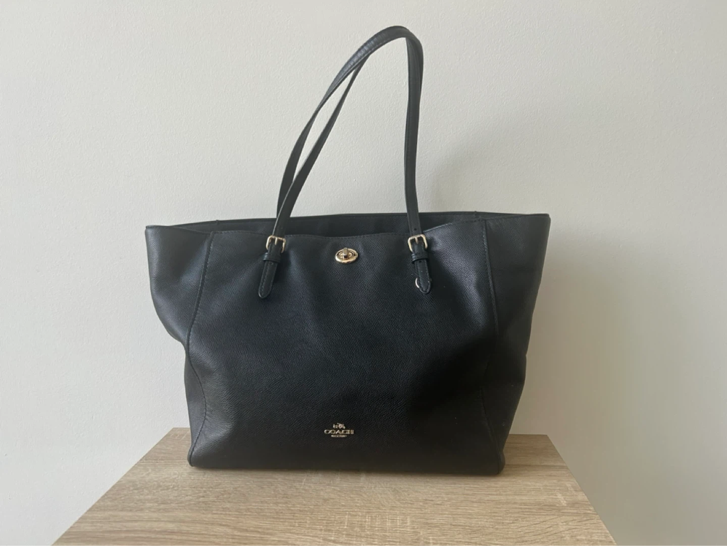 Coach Black Leather Tote Bag