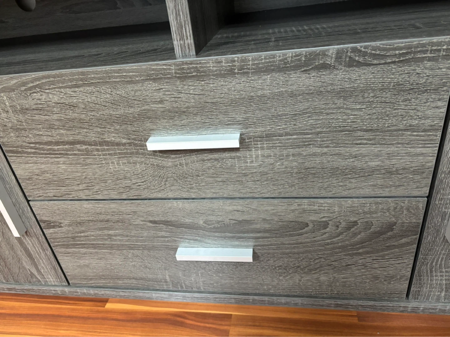 Grey Wood Entertainment Unit with Shelves - photo 4