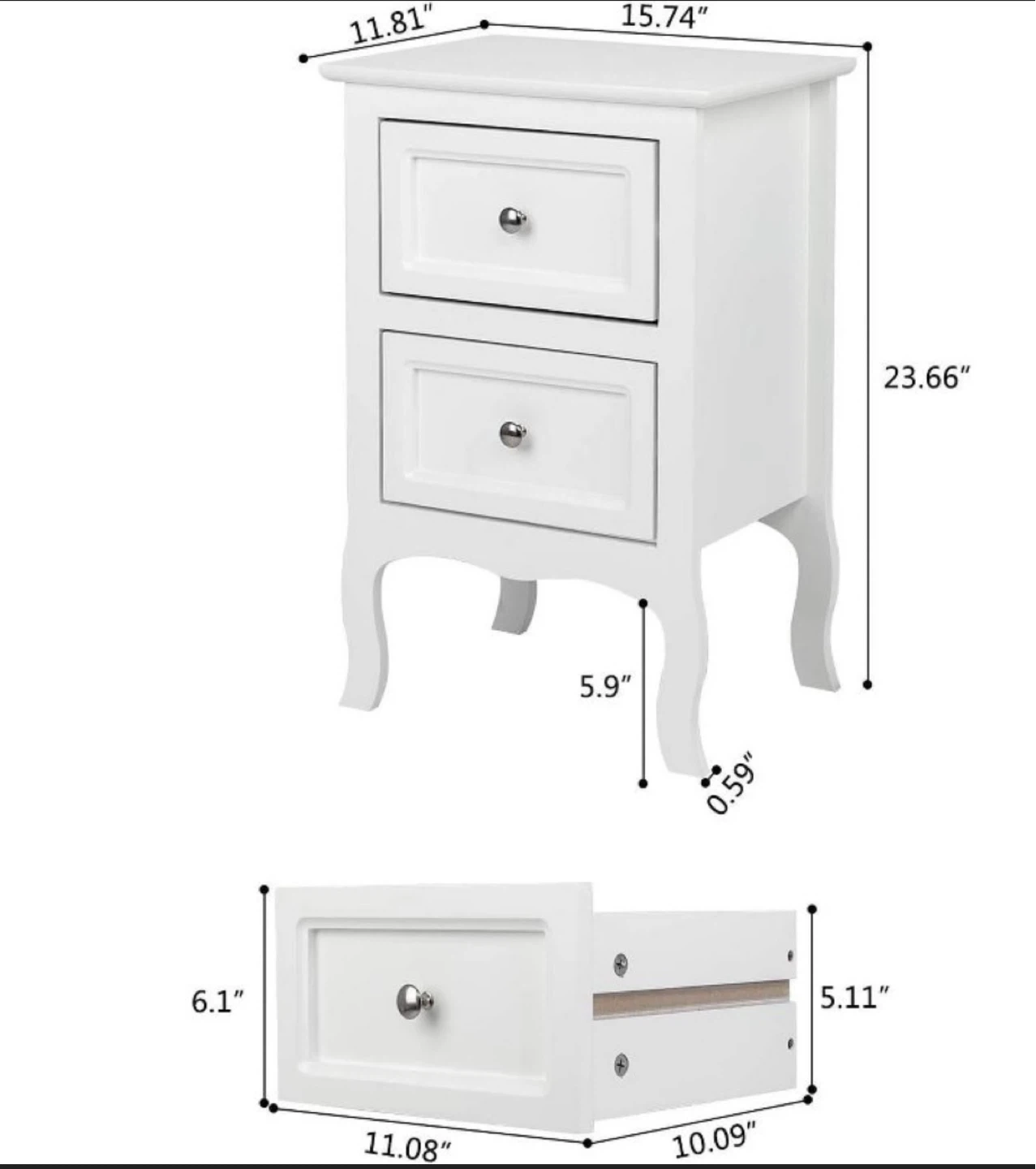 White 2-Drawer Nightstand Set - photo 4
