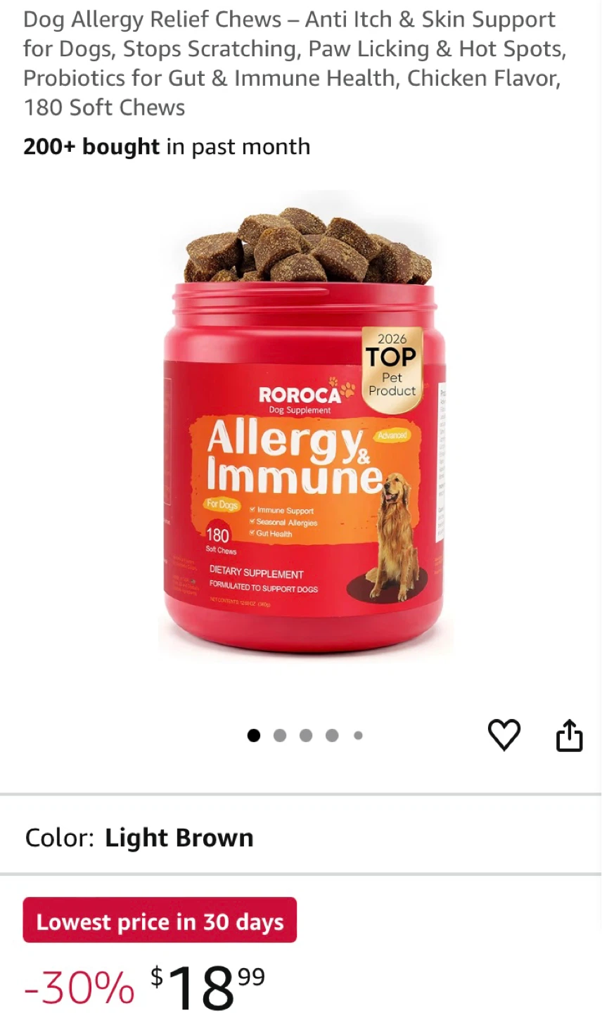 Roroca Allergy & Immune Dog Treats - 180 Chews