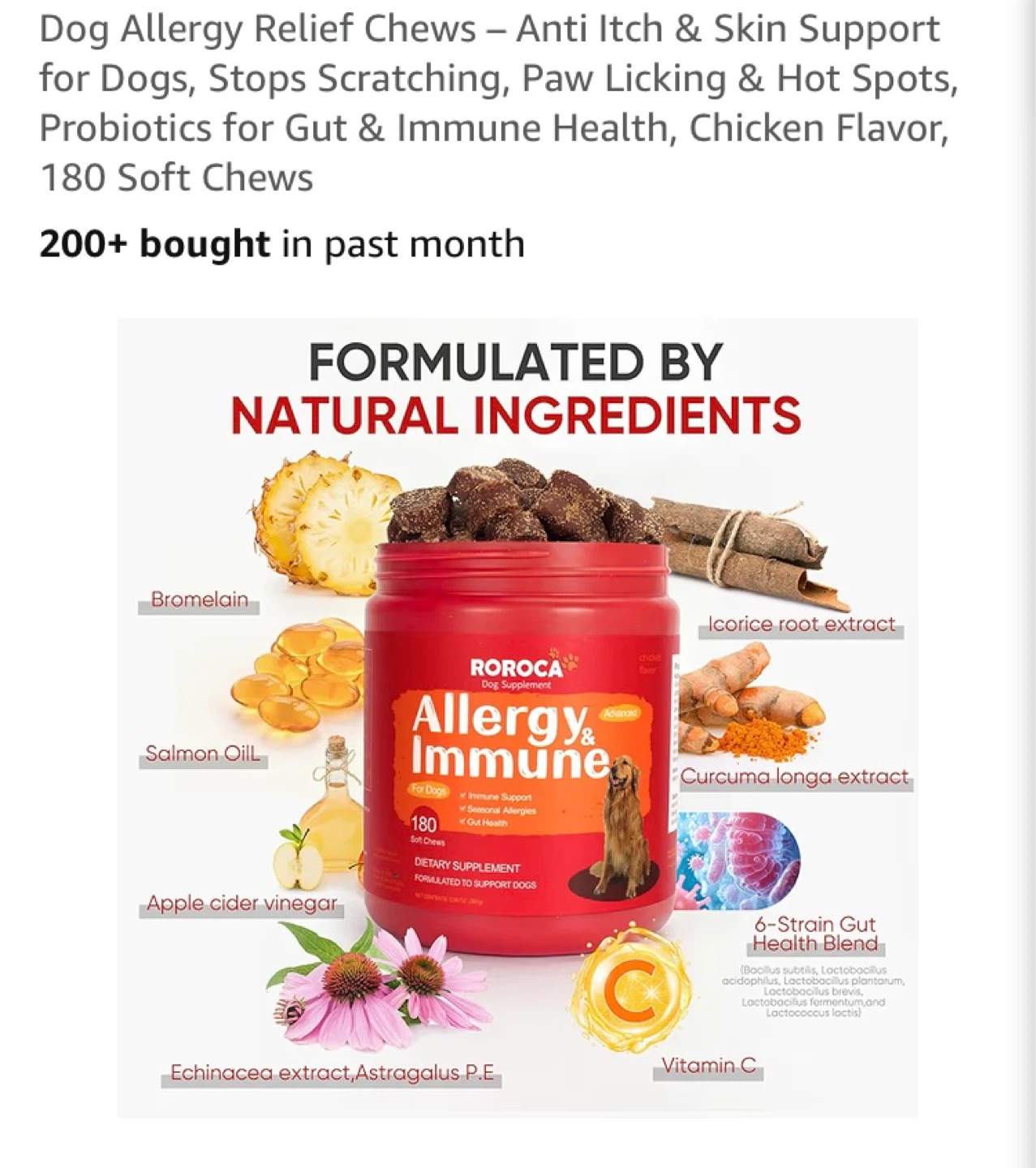 Roroca Allergy & Immune Dog Treats - 180 Chews - photo 3