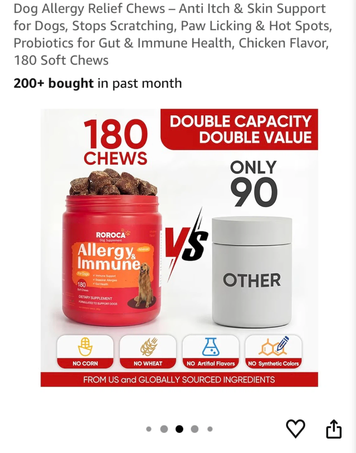 Roroca Allergy & Immune Dog Treats - 180 Chews - photo 4