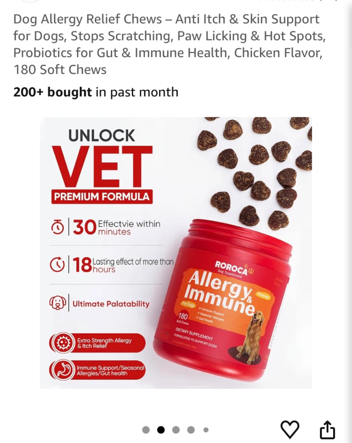 Roroca Allergy & Immune Dog Treats - 180 Chews - photo 2