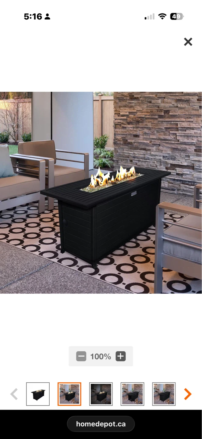 Sunbeam Aluminum Linear Fire Table & glass wind guard - photo 2