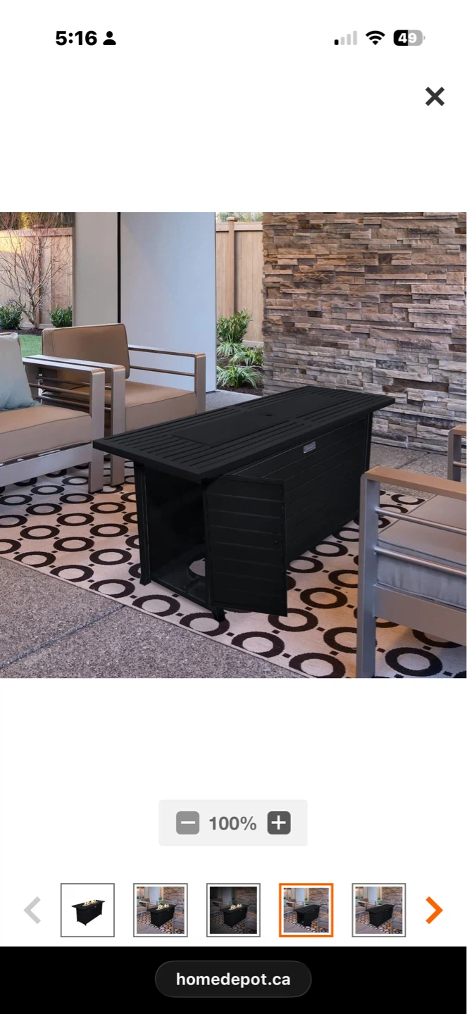 Sunbeam Aluminum Linear Fire Table & glass wind guard - photo 3