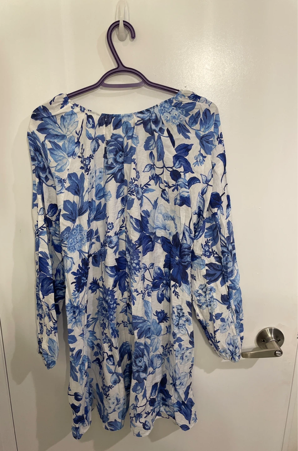 Blue Floral Long Sleeve Dress - photo 2