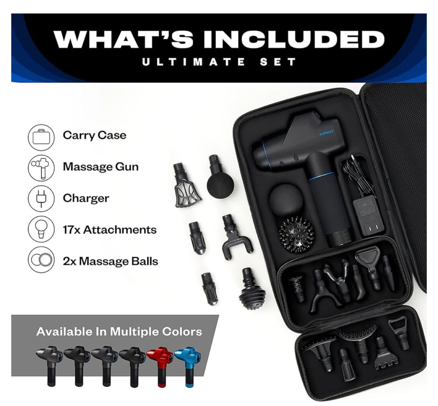 Fitpulse Massage Gun - Ultimate Set with 17 Attachments - photo 4