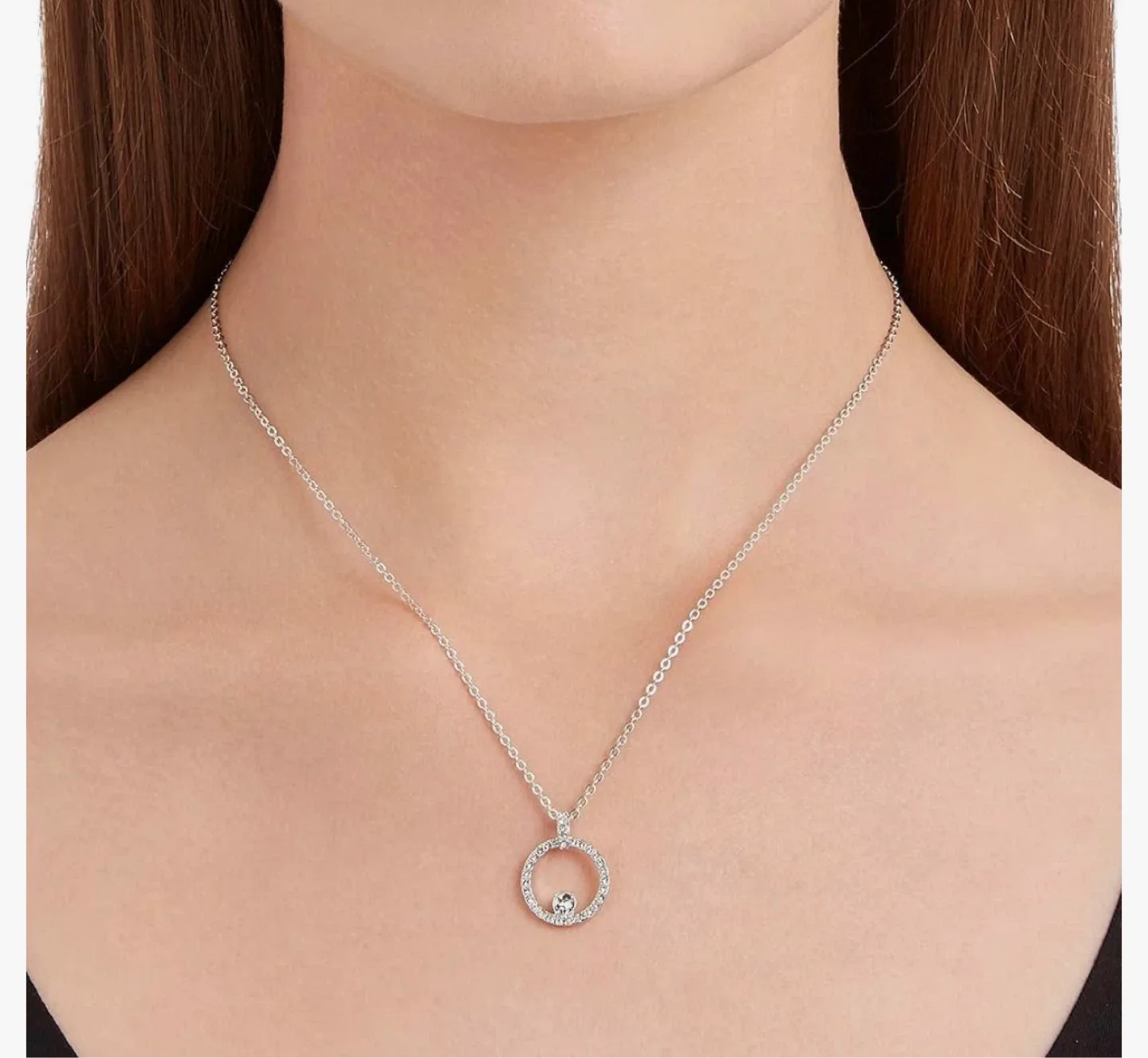 Swarovski Circle Pendant Necklace with Crystals