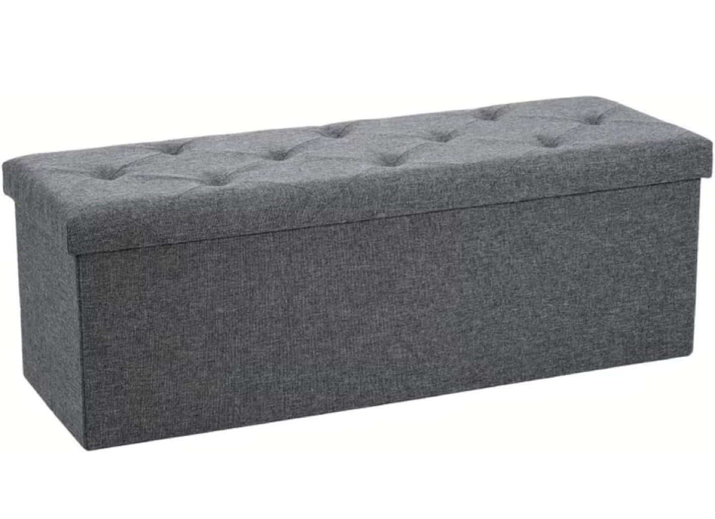 Grey Tufted Storage Ottoman Bench - photo 3