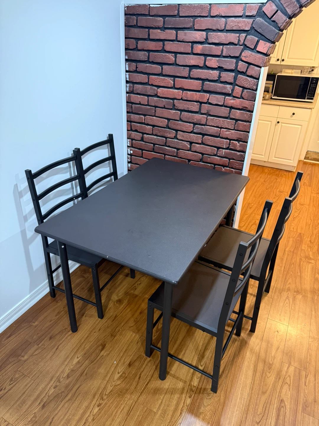 Black Dining Set with 4 Chairs