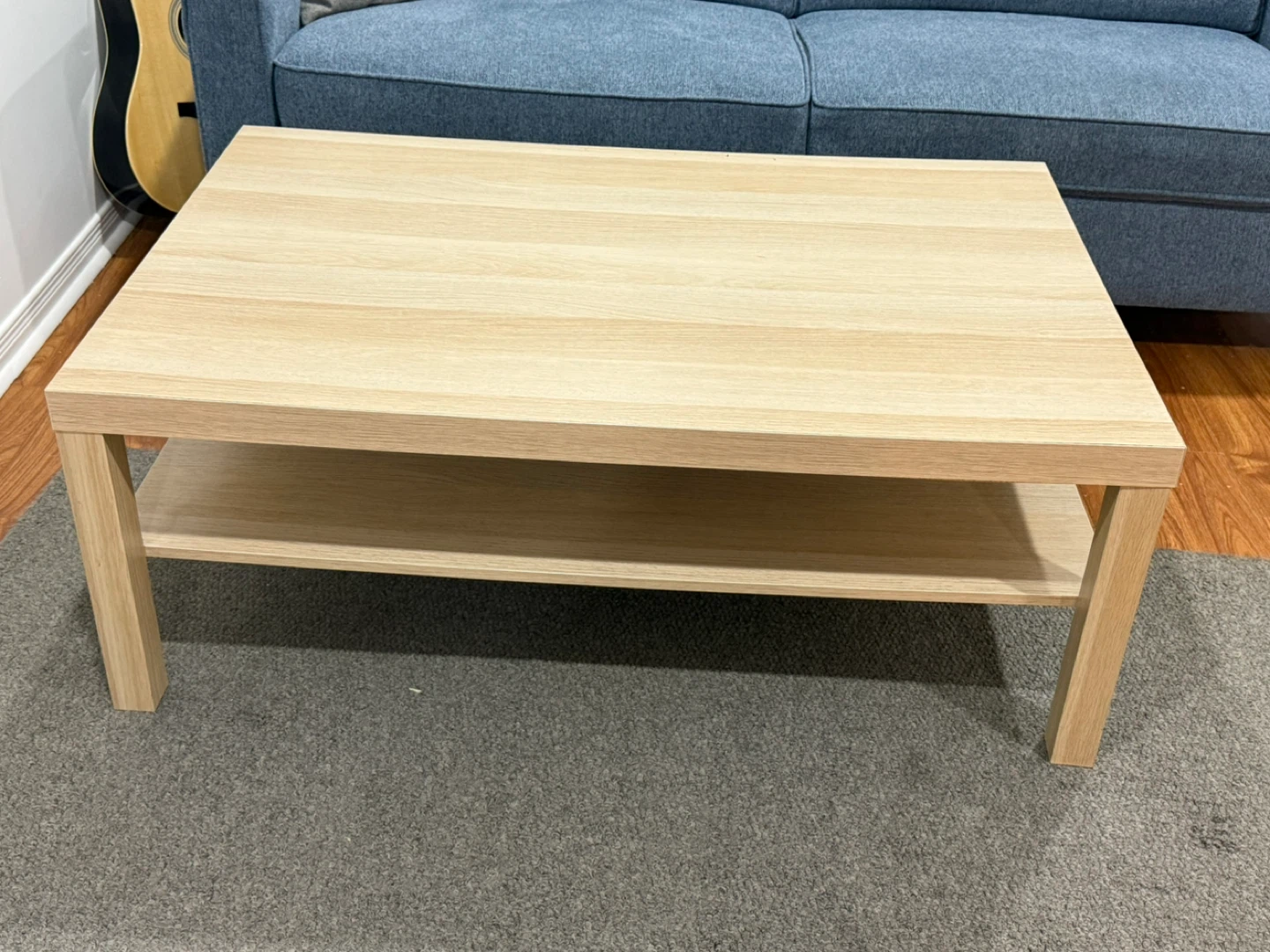 Light Wood Coffee Table with Shelf
