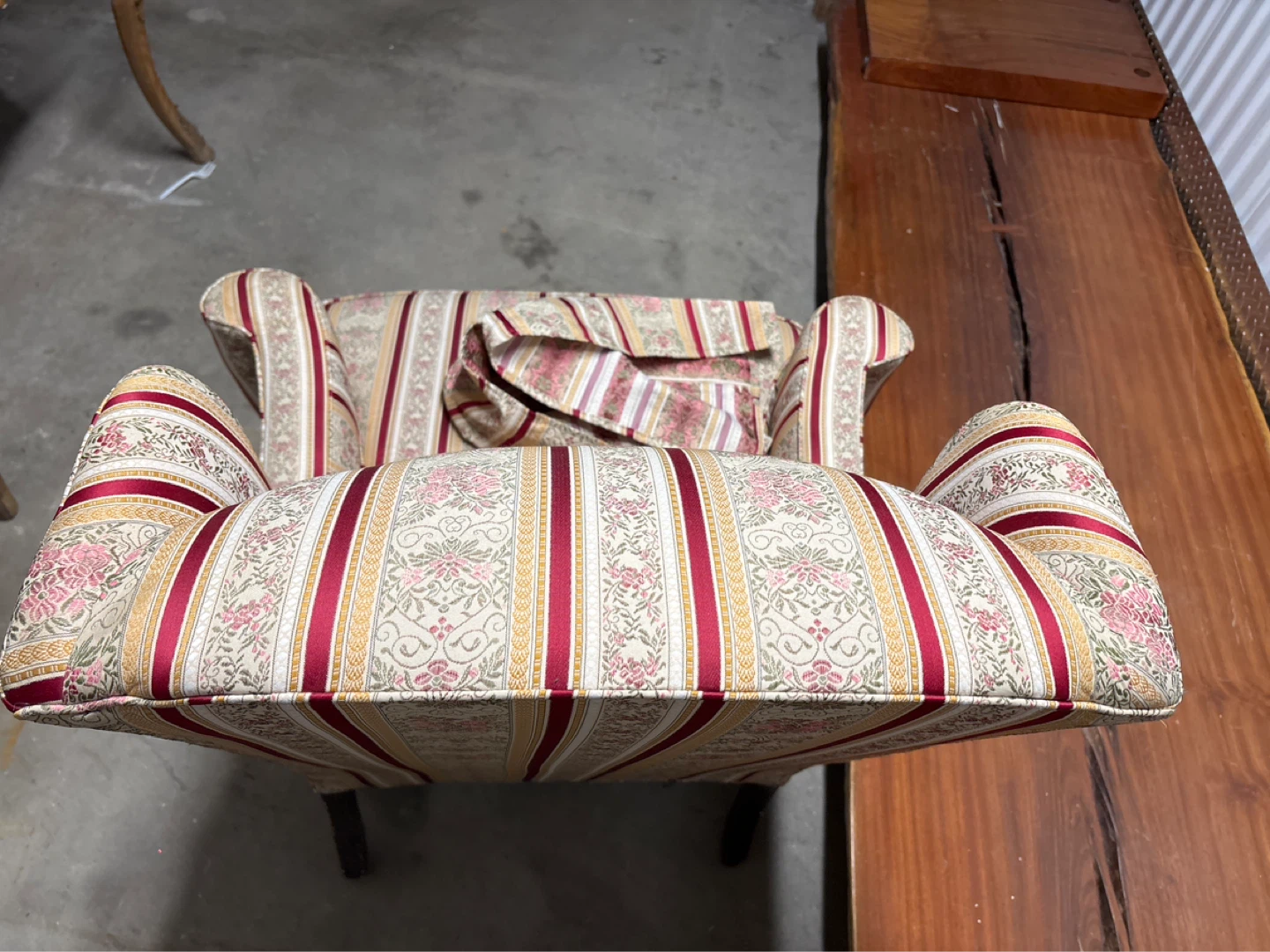 Striped Upholstered Wingback Accent Chair - photo 5