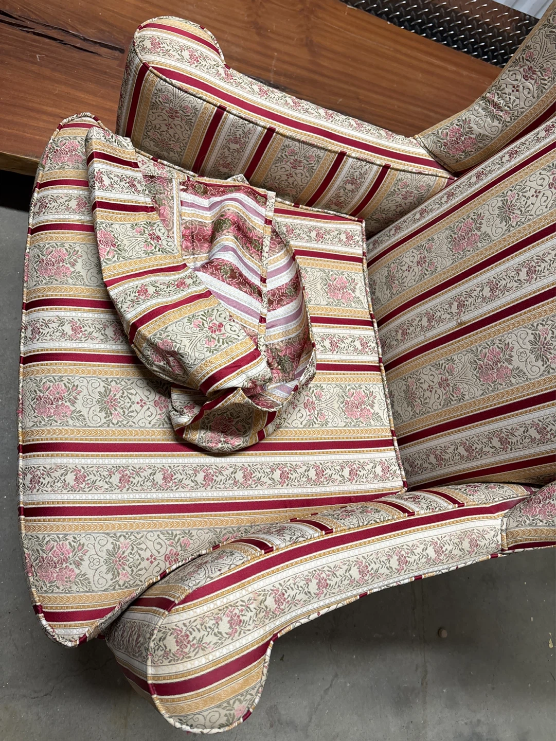 Striped Upholstered Wingback Accent Chair - photo 3