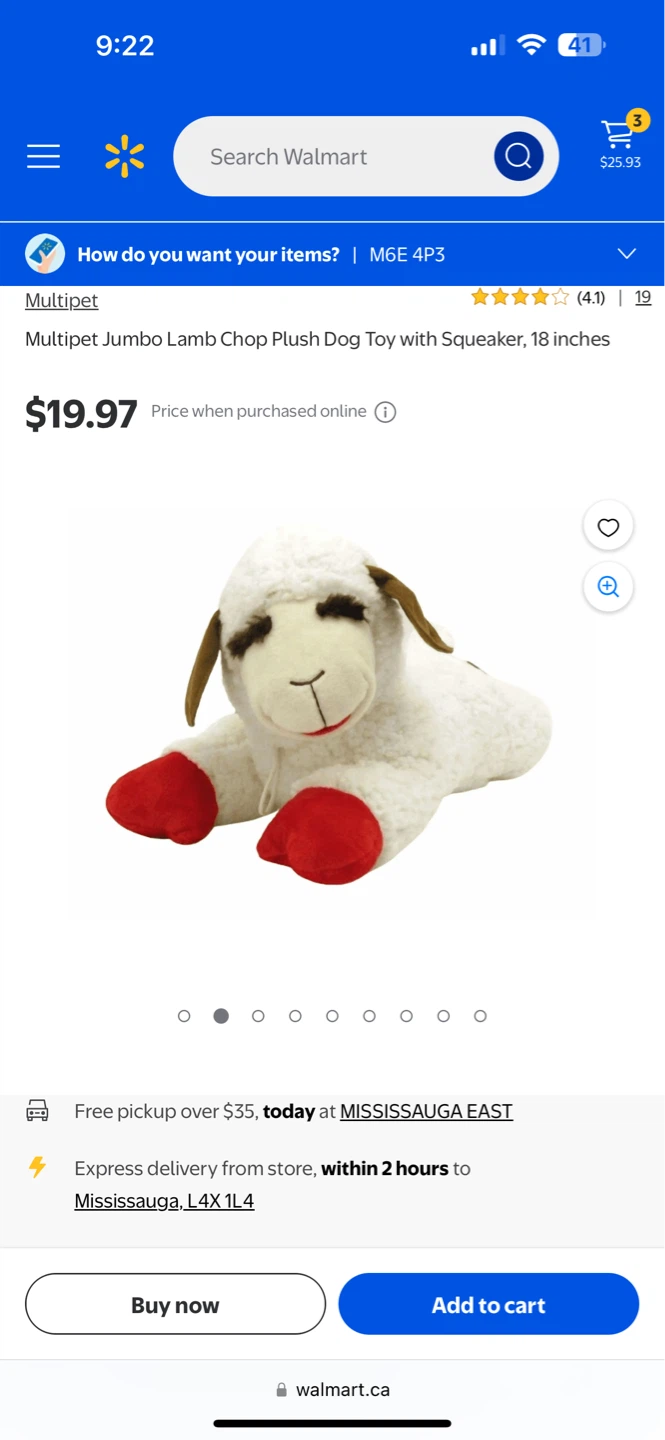 Multipet Lamb Chop Jumbo Dog Toy - photo 2