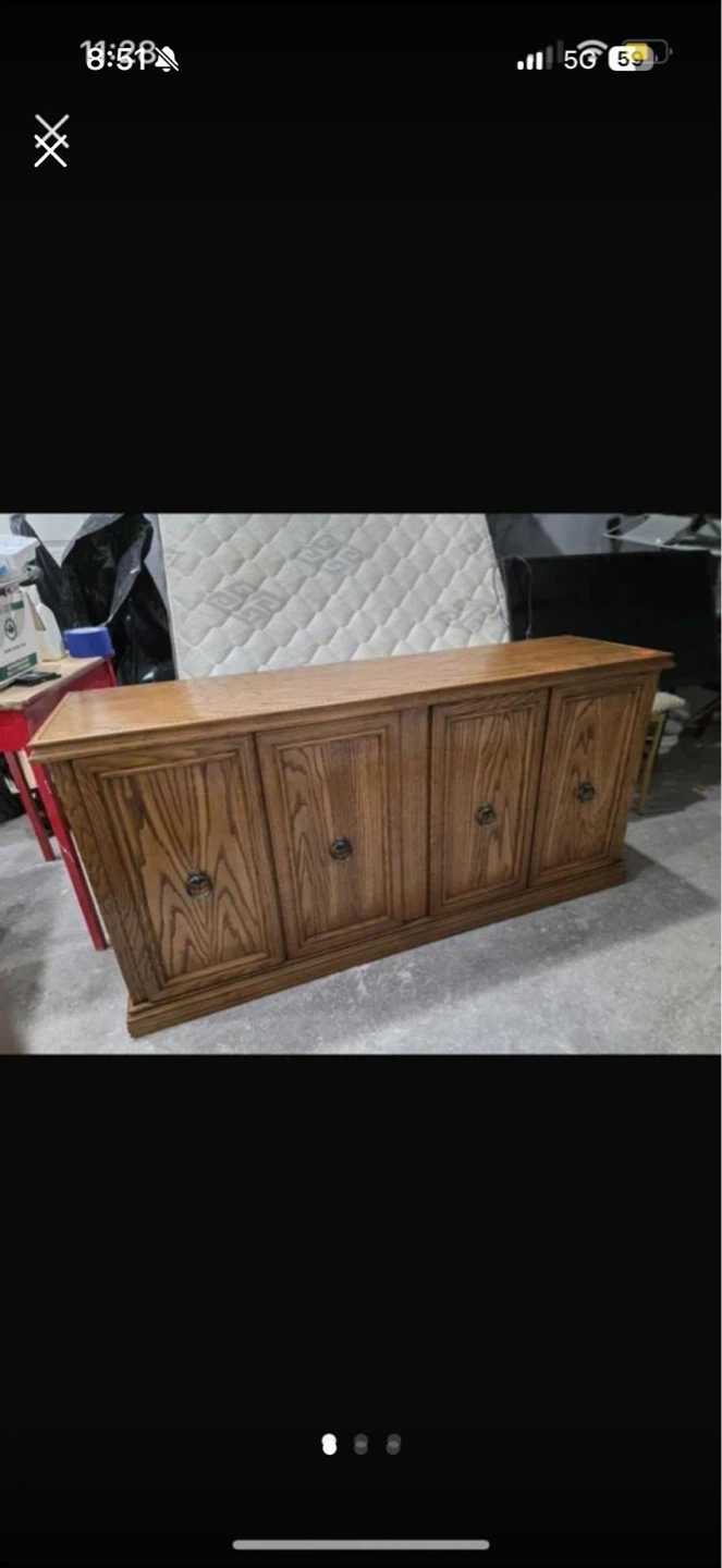 Solid Wood Sideboard with Drawers and Doors