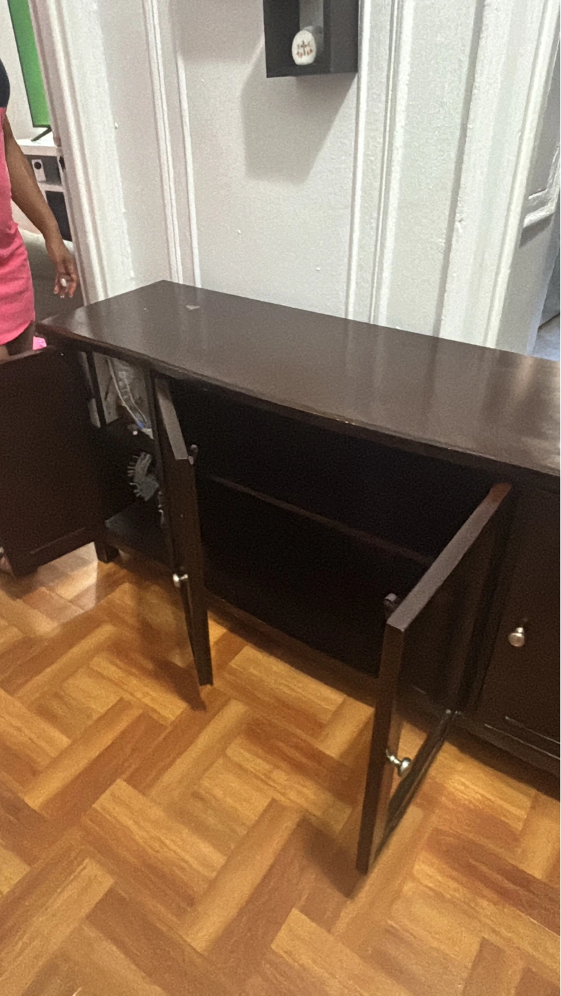 Dark Wood Media Console with Glass Doors - photo 5