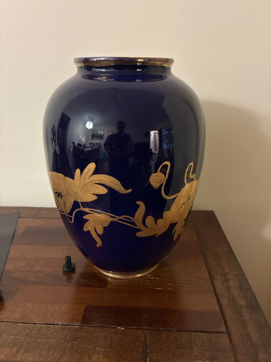 Decorative Cobalt Blue and Gold Vase