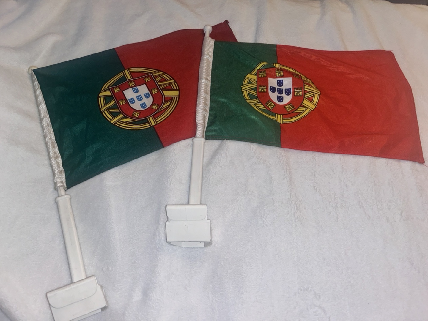 Two Portugal car window Flags