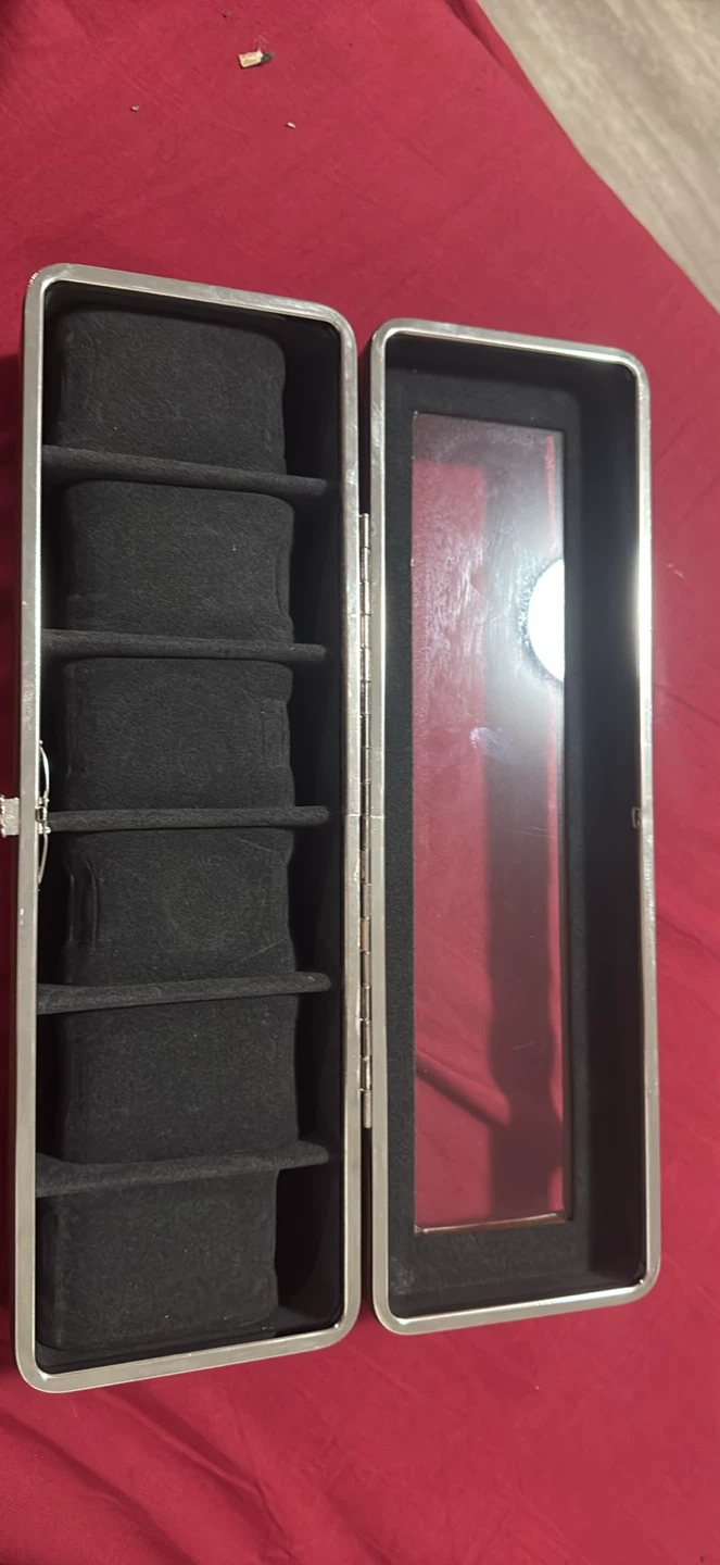 Brown Faux Leather Watch Box with Glass Lid - photo 2