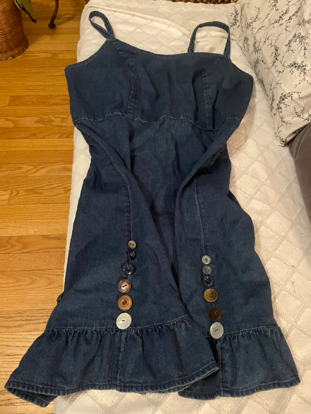 Blue Denim Dress with Ruffle Hem - photo 3