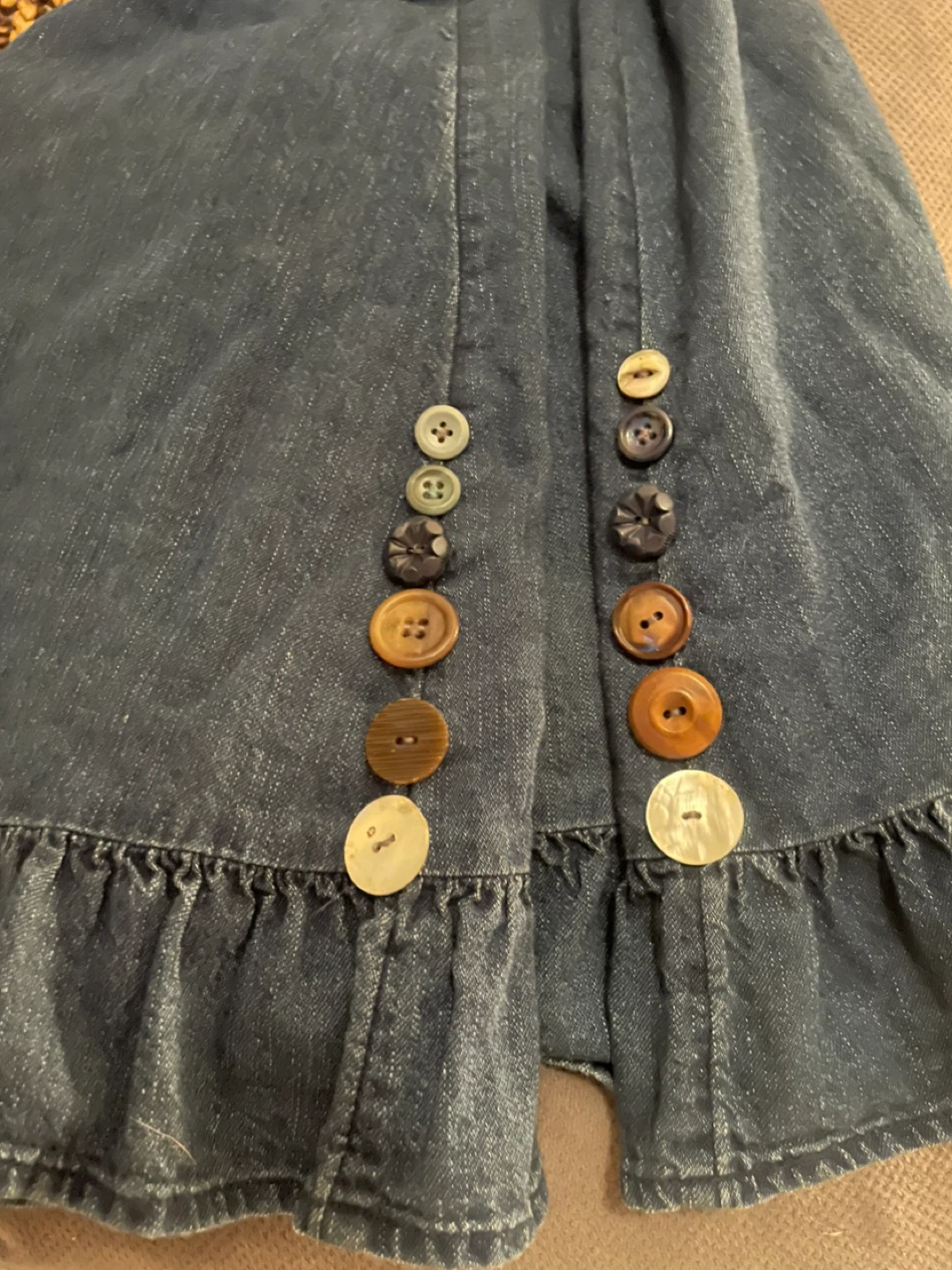 Blue Denim Dress with Ruffle Hem - photo 5