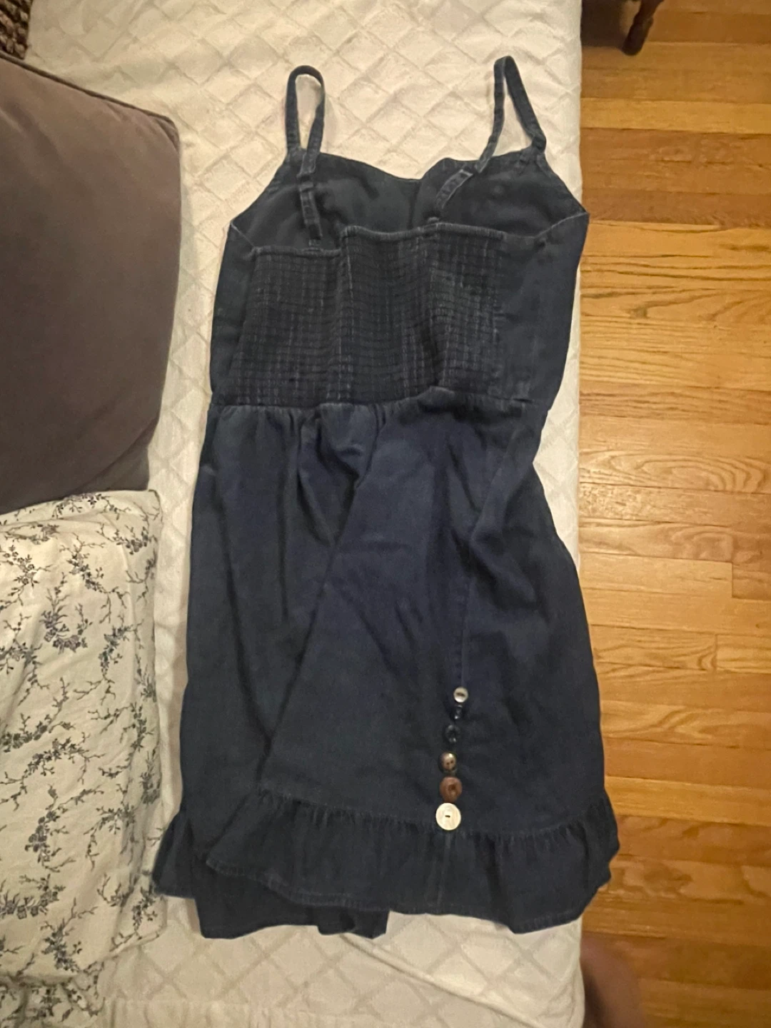 Blue Denim Dress with Ruffle Hem