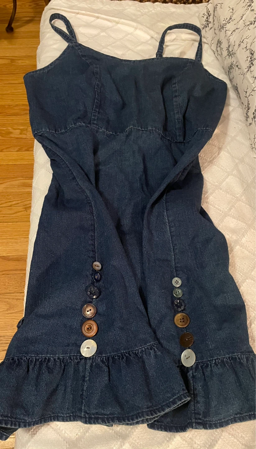 Blue Denim Dress with Ruffle Hem - photo 2