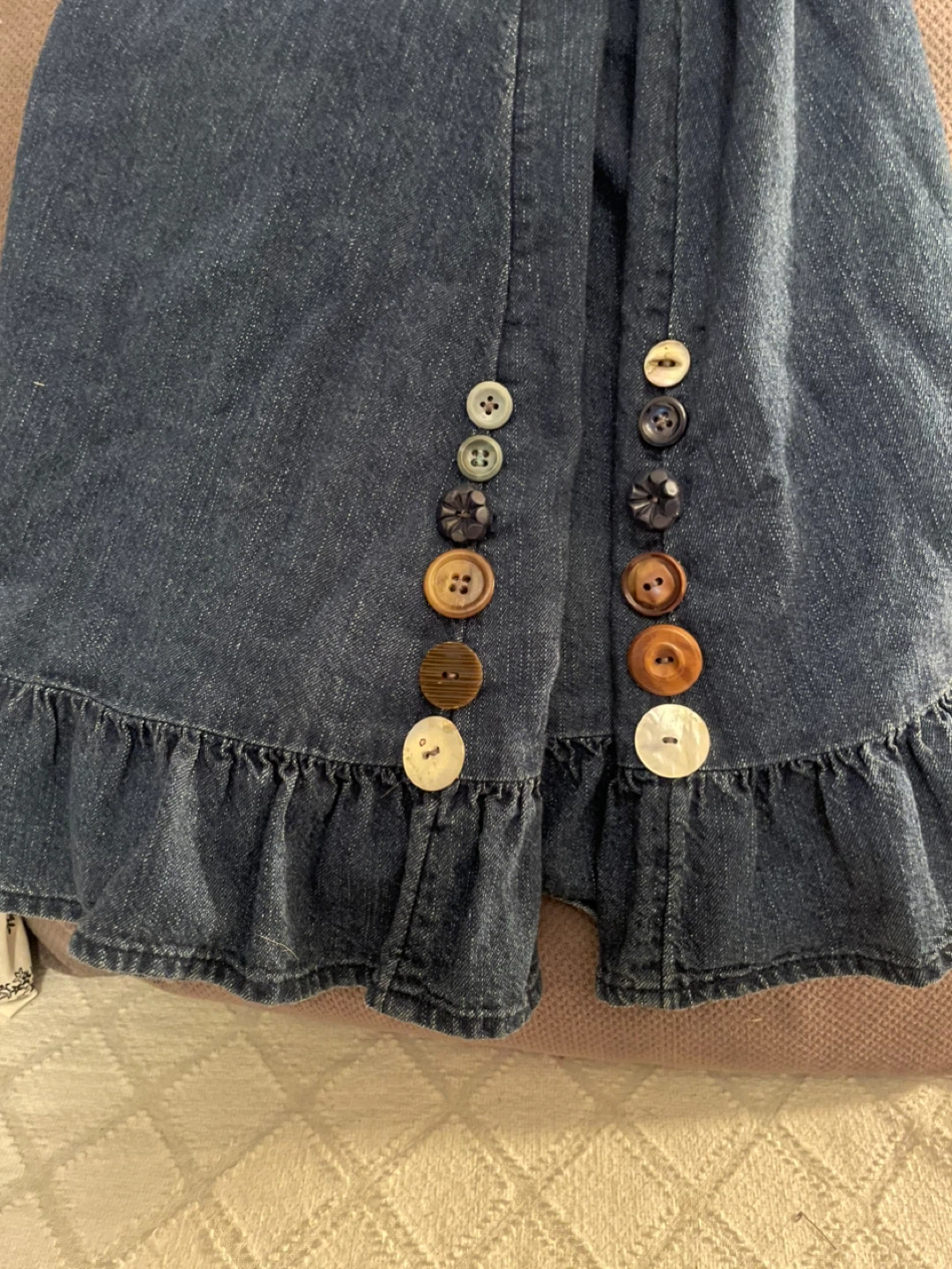 Blue Denim Dress with Ruffle Hem - photo 4