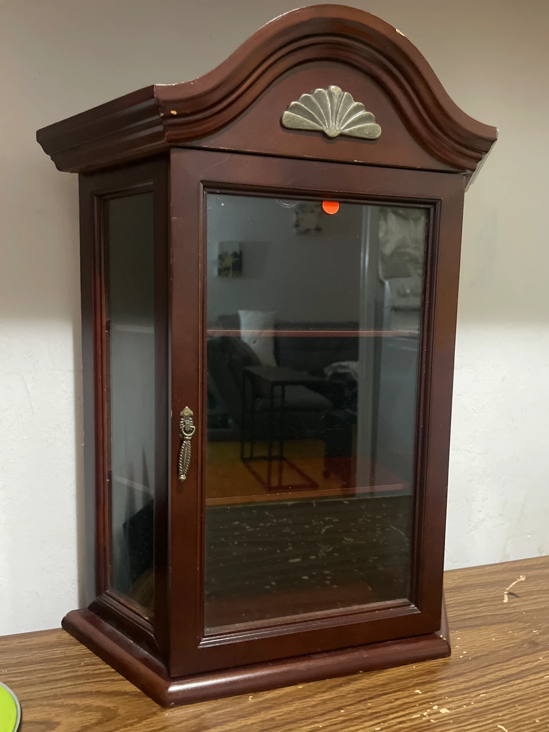 Vintage Wall Hanging Mahogany Curio Display Cabinet