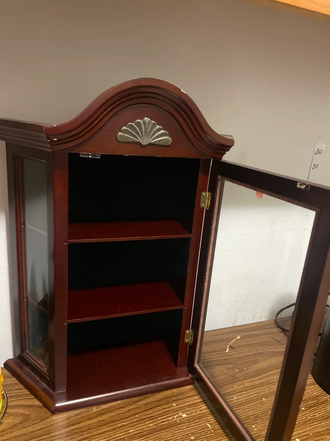 Vintage Wall Hanging Mahogany Curio Display Cabinet - photo 2