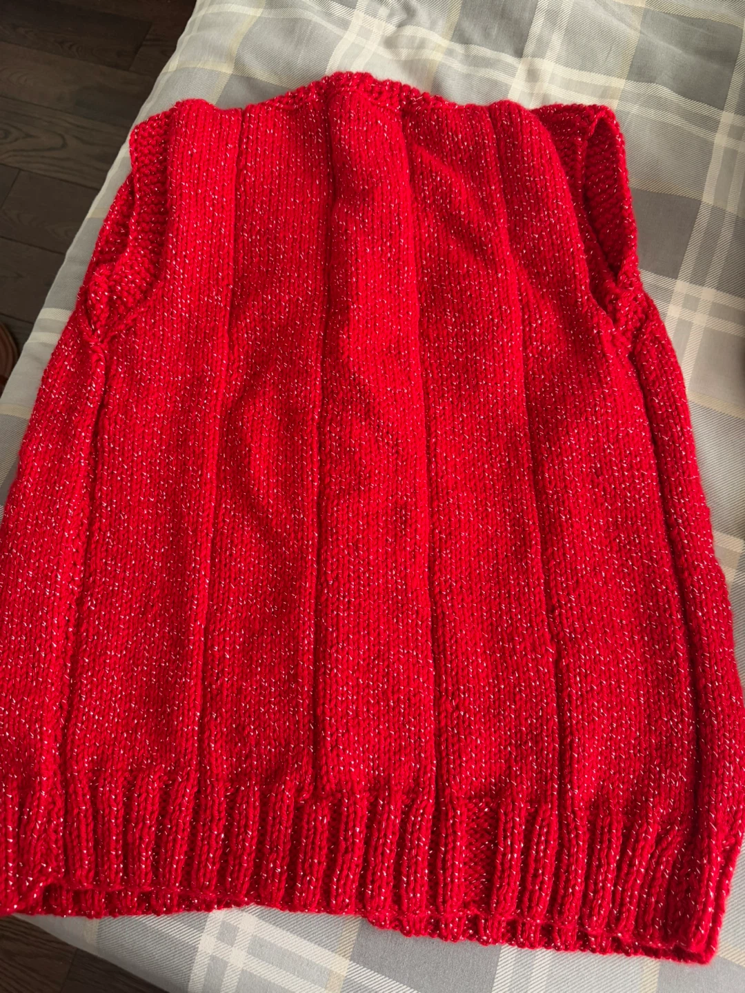 Red Knit Cardigan with Sparkle
