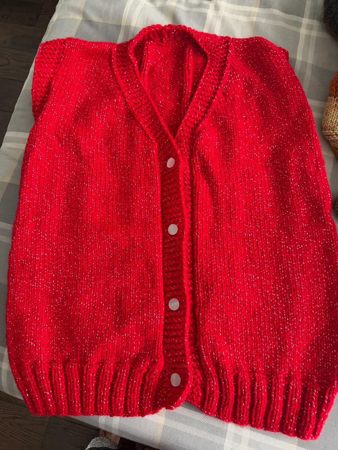 Red Knit Cardigan with Sparkle - photo 2