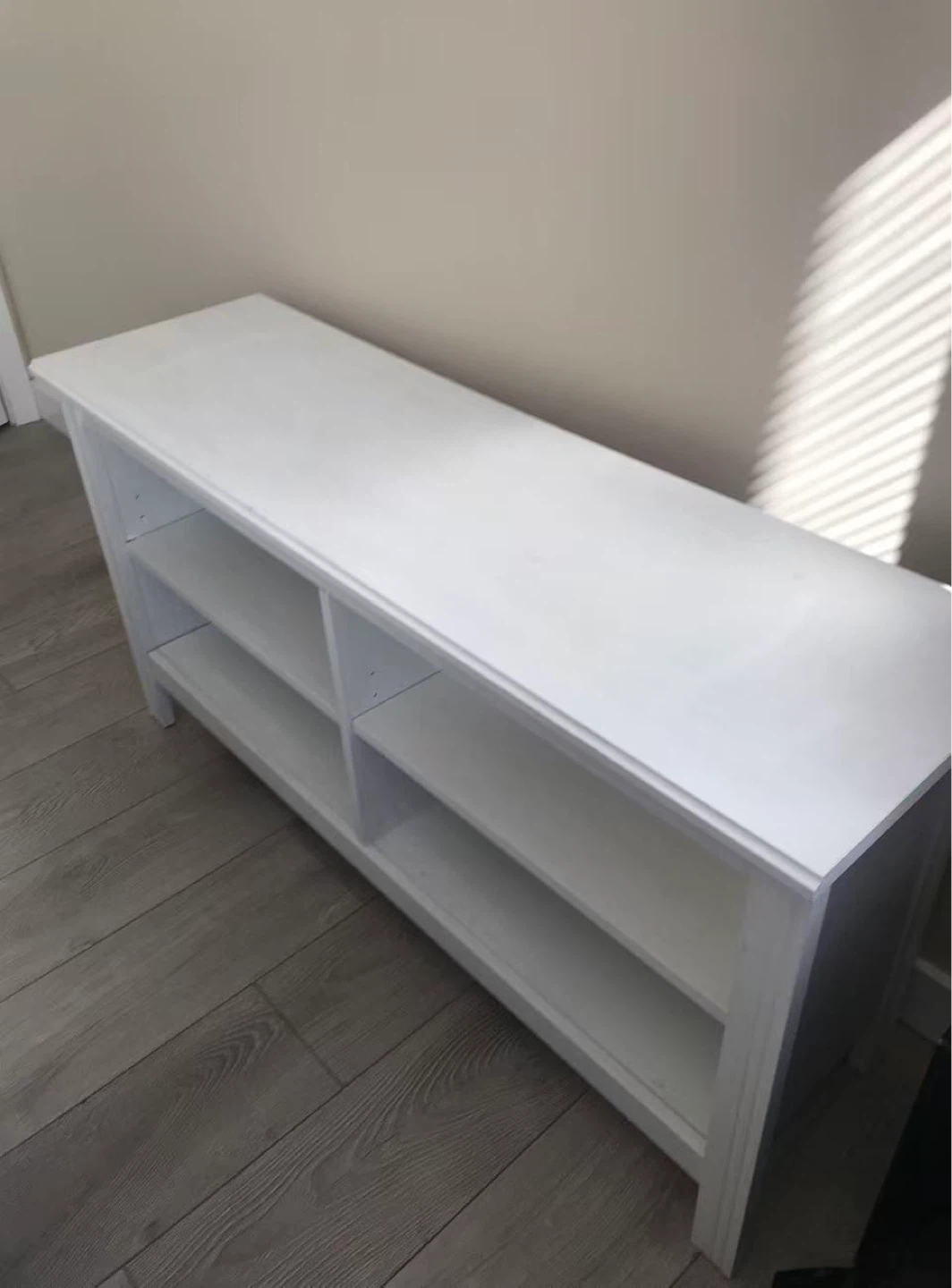 White Media Console with Shelves