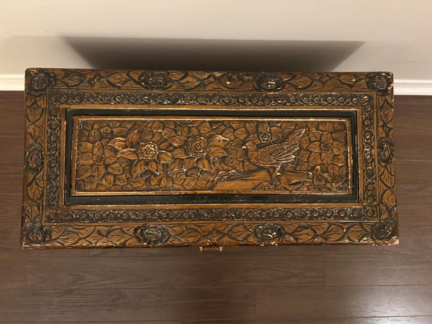 Antique Carved Wooden Storage Chest
