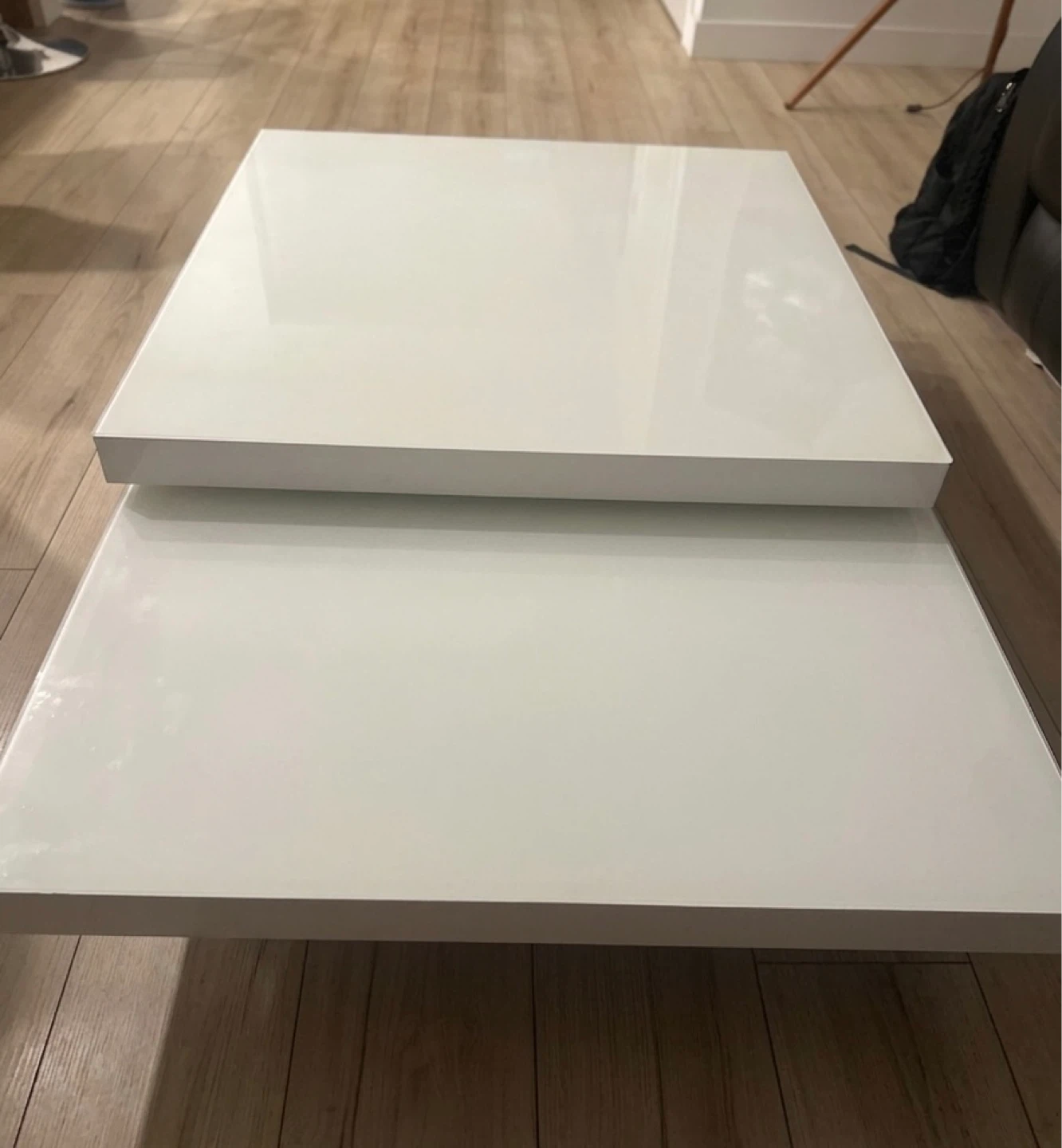 Modern Rotating White Square Coffee Table