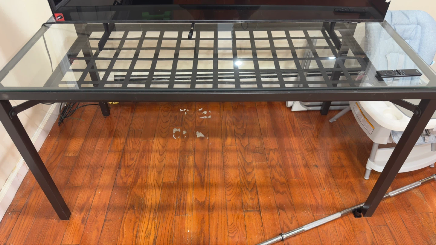 Glass Top Desk with Metal Frame - photo 3