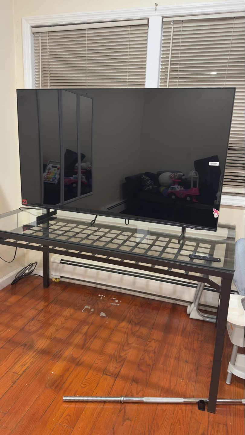 Glass Top Desk with Metal Frame - photo 2