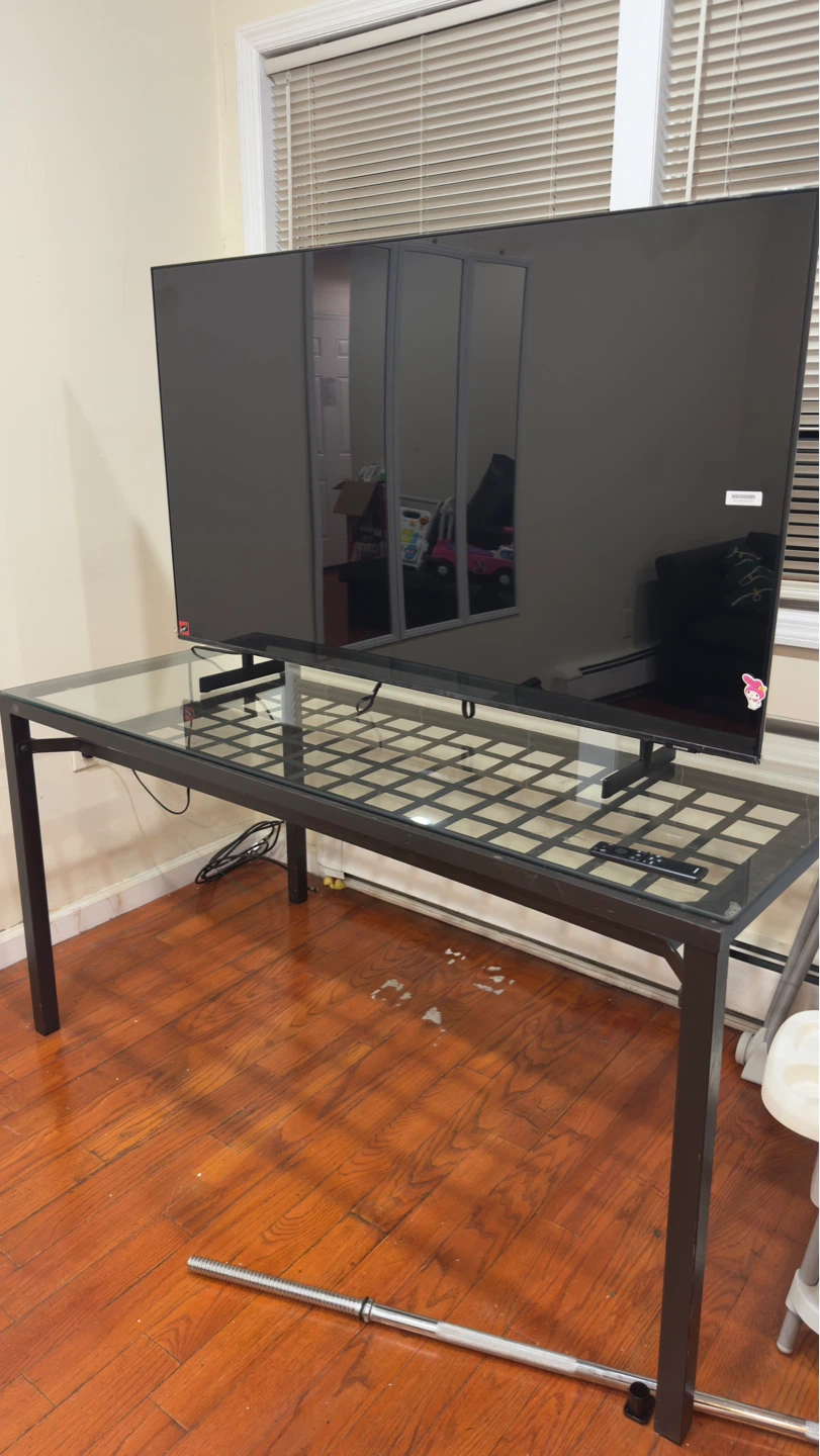 Glass Top Desk with Metal Frame