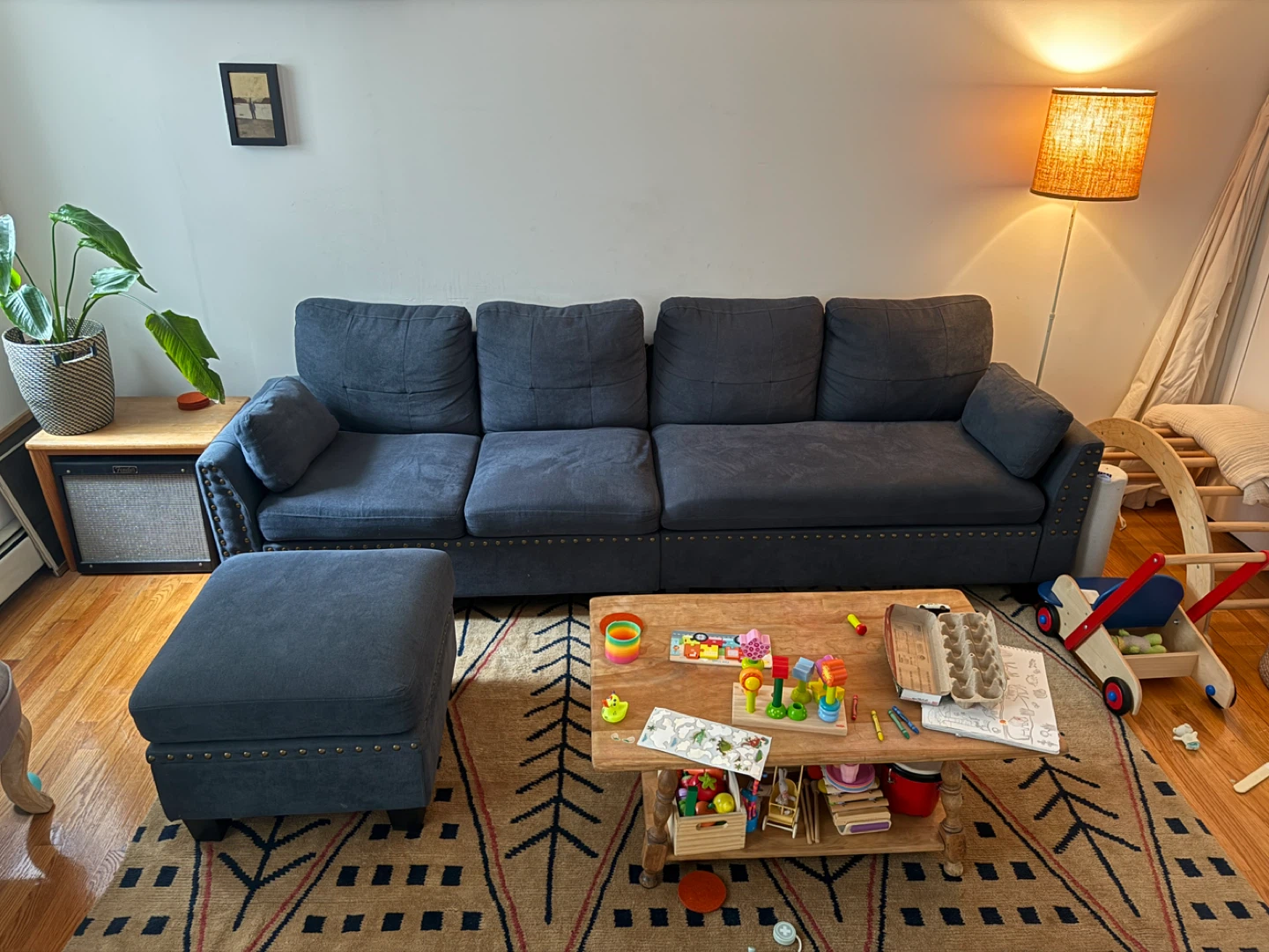 Dark Gray 4-Seater Sofa with Ottoman - photo 3
