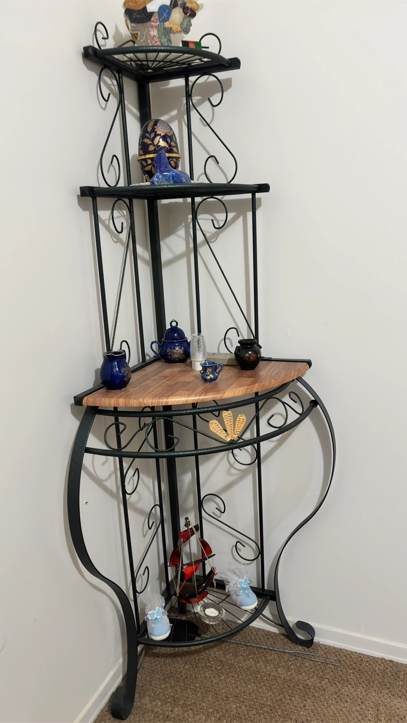 Black Metal Corner Shelf Unit