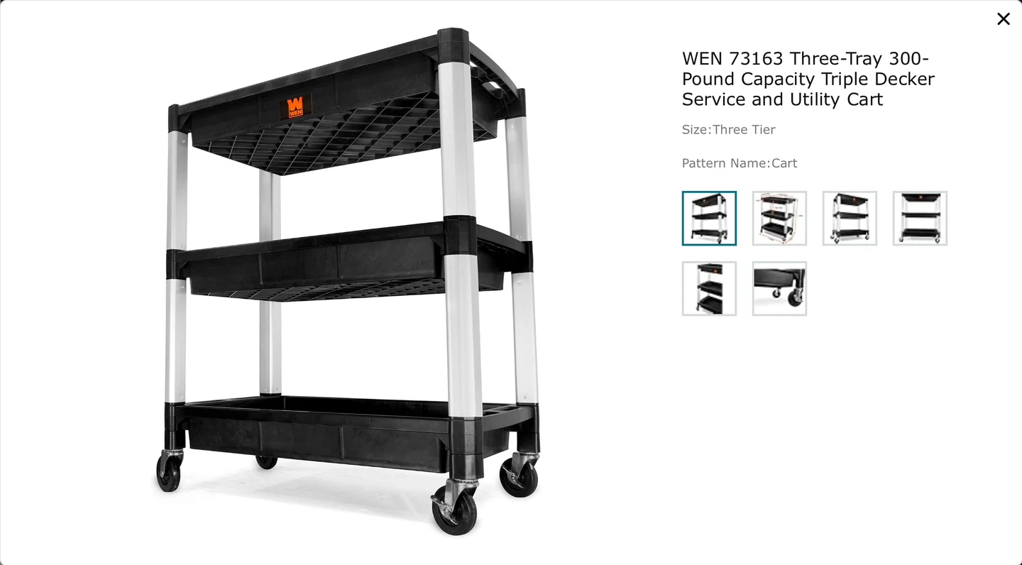 WEN 73163 Three-Tray Utility Cart