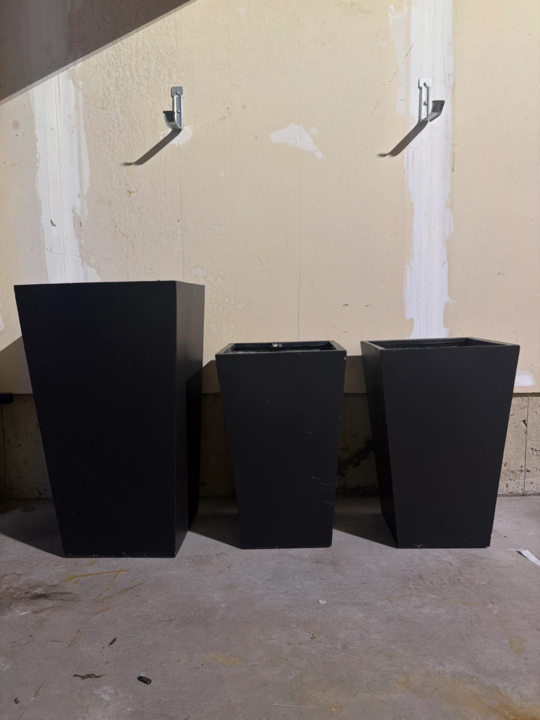 Set of 3 Black Square Planters