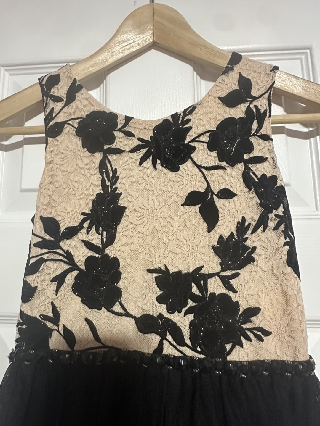 Girls' Black & Tan Floral Tulle Dress - photo 2