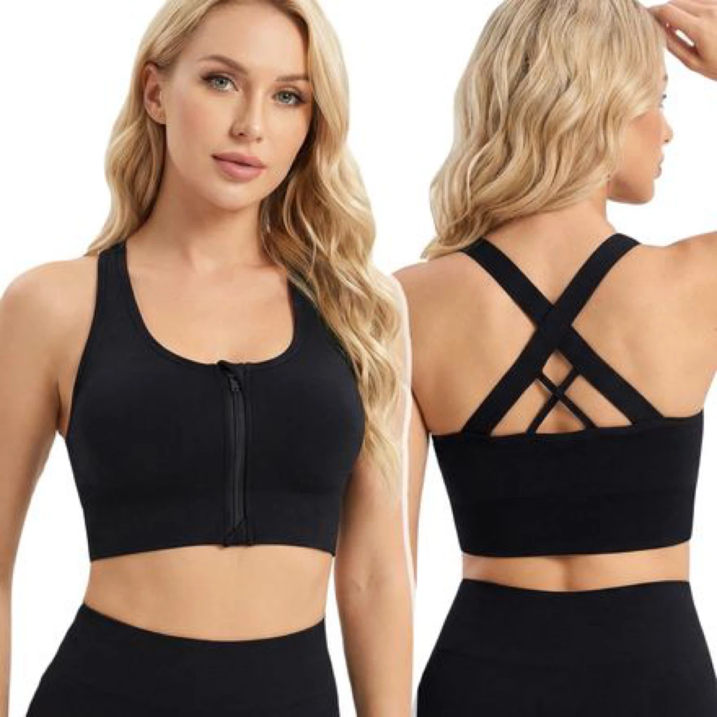 Women's Sports Bra with Front Zipper