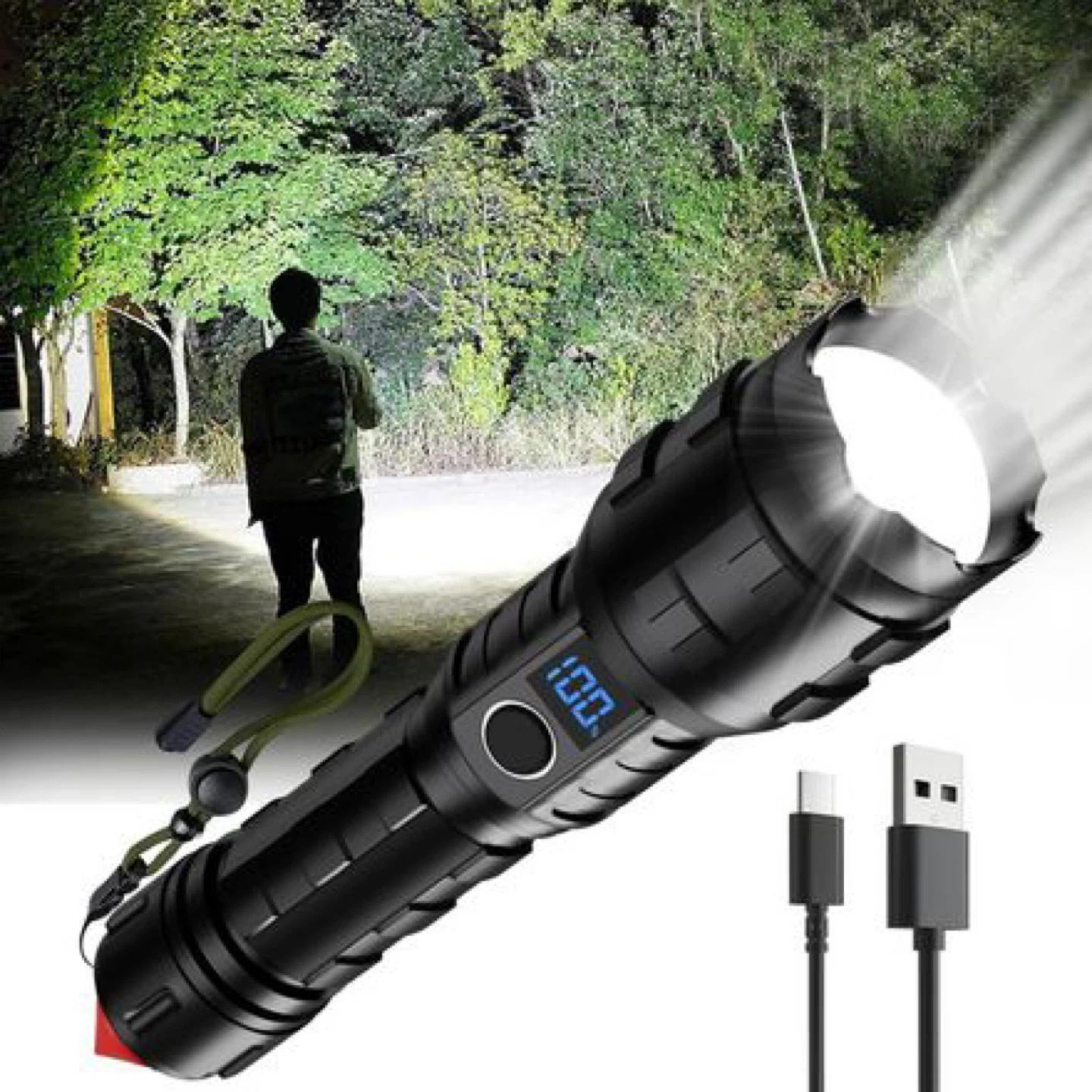 Super Bright LED Flashlight with Telescopic Zoom